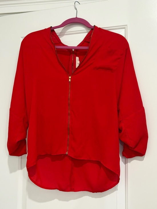 Kaii Tops - Kaii Red Zip-Front & Back Women's Top Small